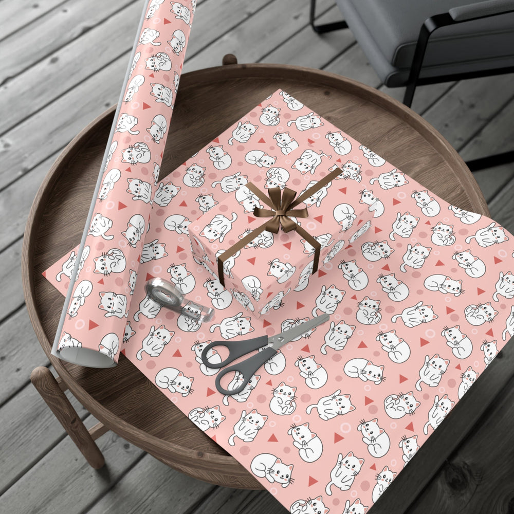 Playful White Cat Gift Wrap - Happy Little Kitty