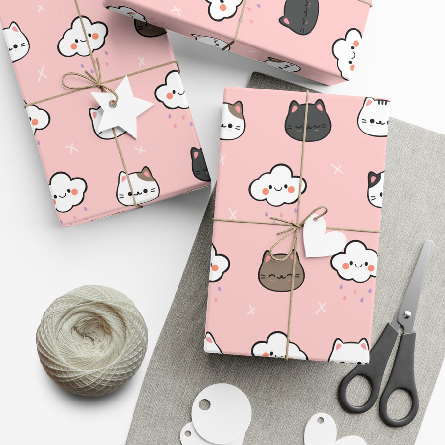 Rain Cloud Kitty Gift Wrap - Happy Little Kitty