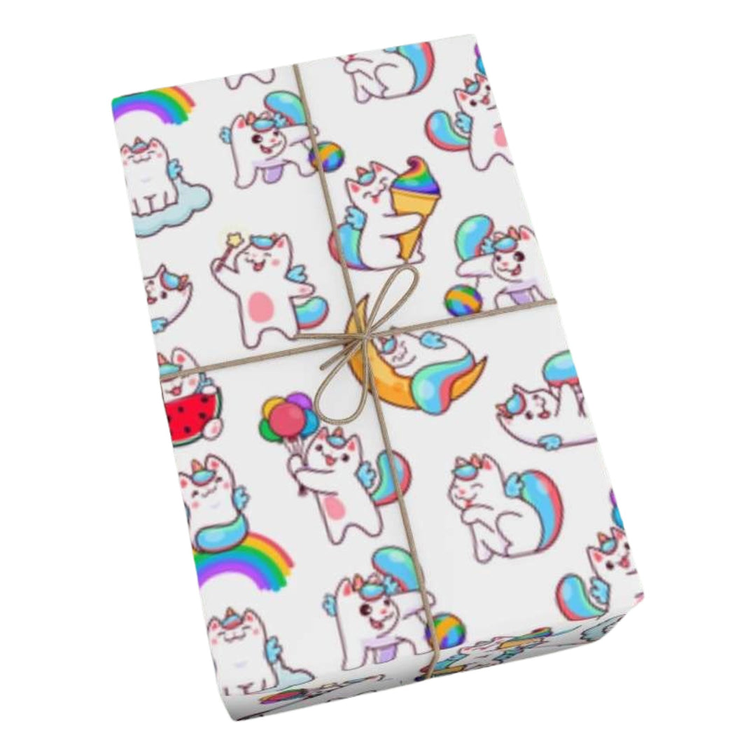 Rainbow Caticorn Cat Gift Wrap - Happy Little Kitty
