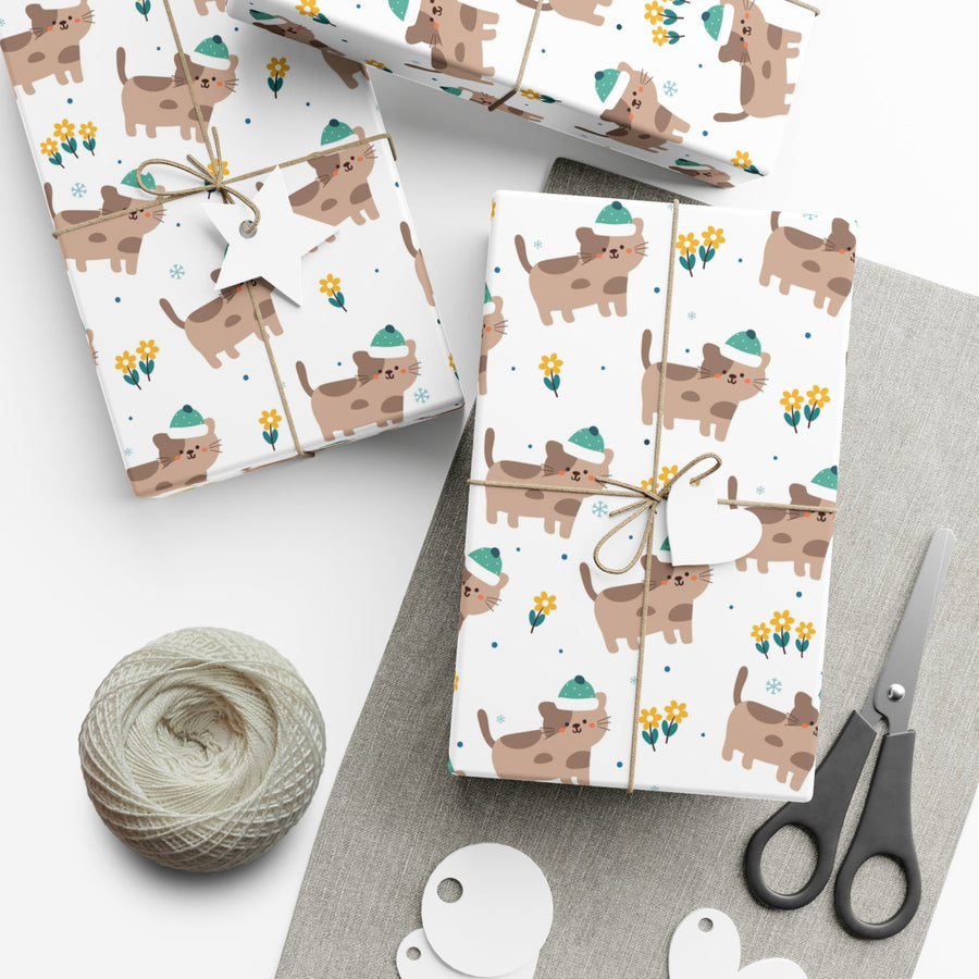 Stocking Hat Cat Gift Wrap - Happy Little Kitty