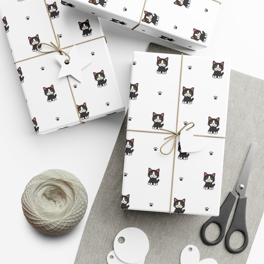 Tuxedo Cat Gift Wrap - Happy Little Kitty