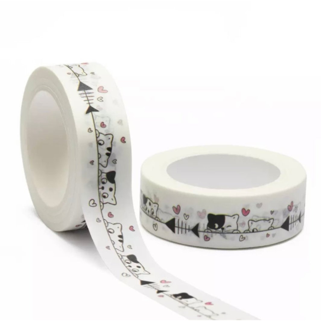 Washi Tape- Cat With Fish - Happy Little Kitty
