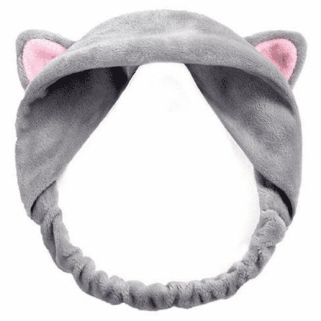 cat ear flannel headband elastic bottom