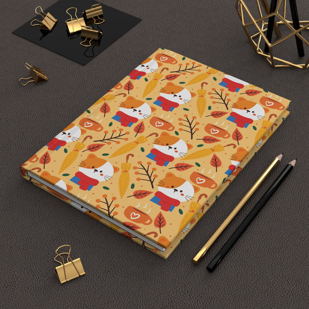 Cozy Fall Cat Hardcover Journal