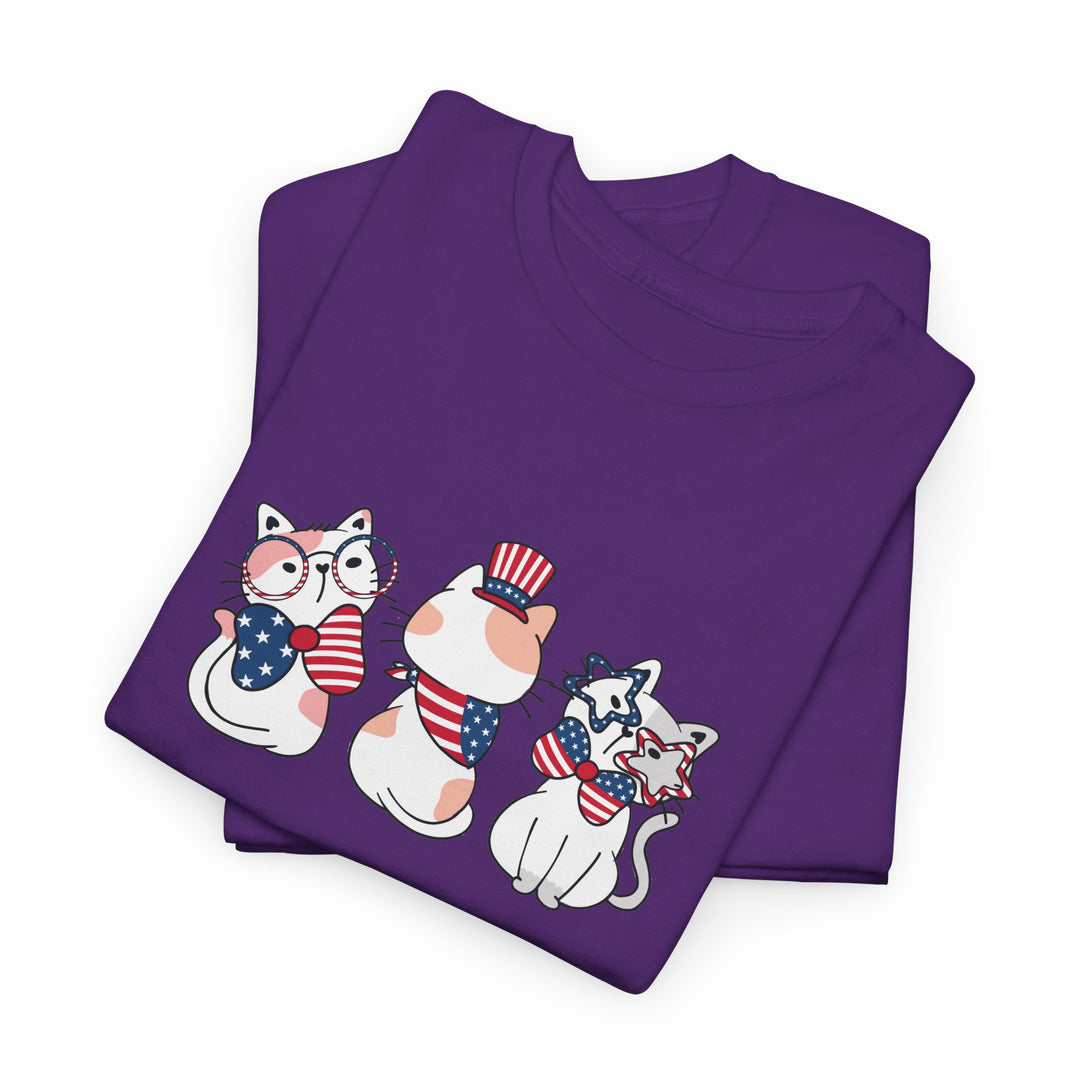 Flag Waving Cats Cotton Tee