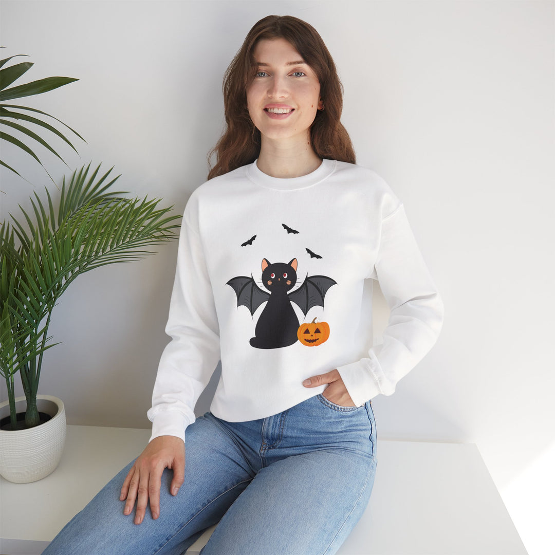 Bat Cat Halloween Crewneck Sweatshirt