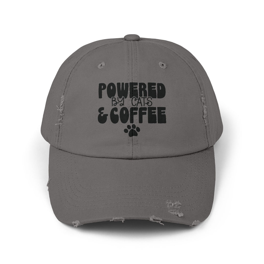 Cats and Coffee Unisex Distressed Hat