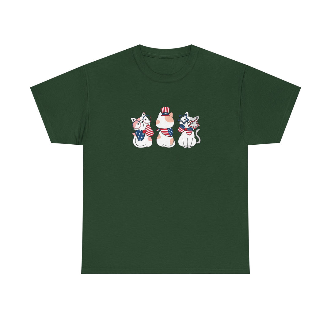 Flag Waving Cats Cotton Tee
