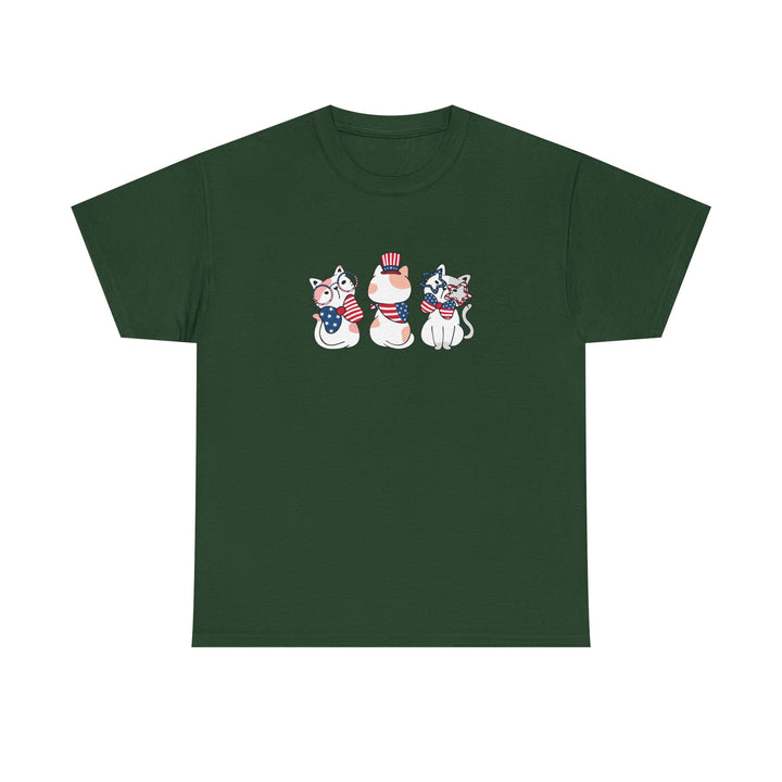 Flag Waving Cats Cotton Tee