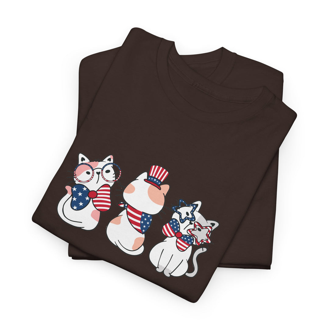 Flag Waving Cats Cotton Tee