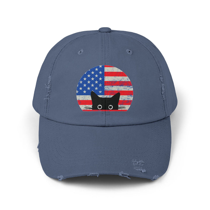 Star Spangled Kitty Unisex Distressed Hat