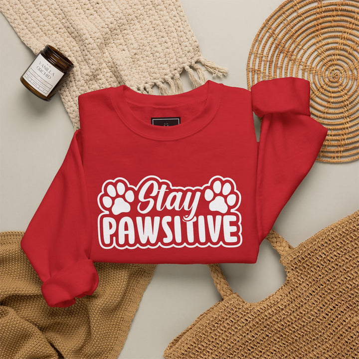 Stay Pawsitive Unisex Crewneck Sweatshirt