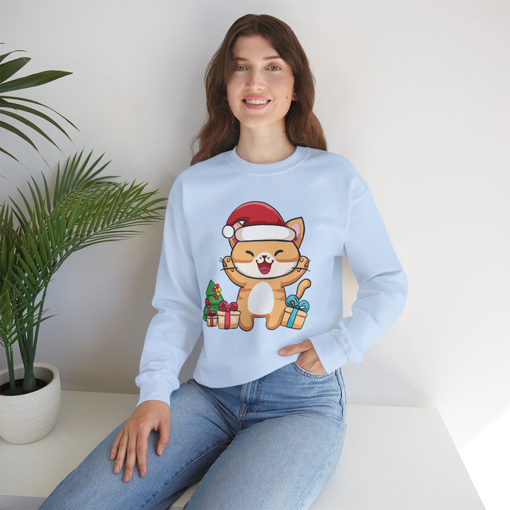 Happy Santa Cat Crewneck Sweatshirt