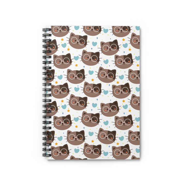 Brown Cat with Glasses Spiral Notebook