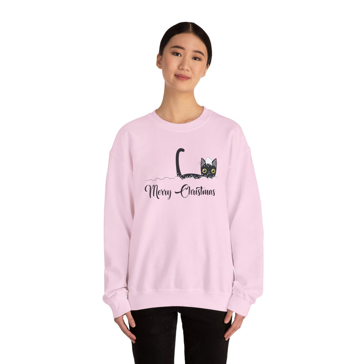 Snowy Christmas Cat Unisex Crewneck Sweatshirt