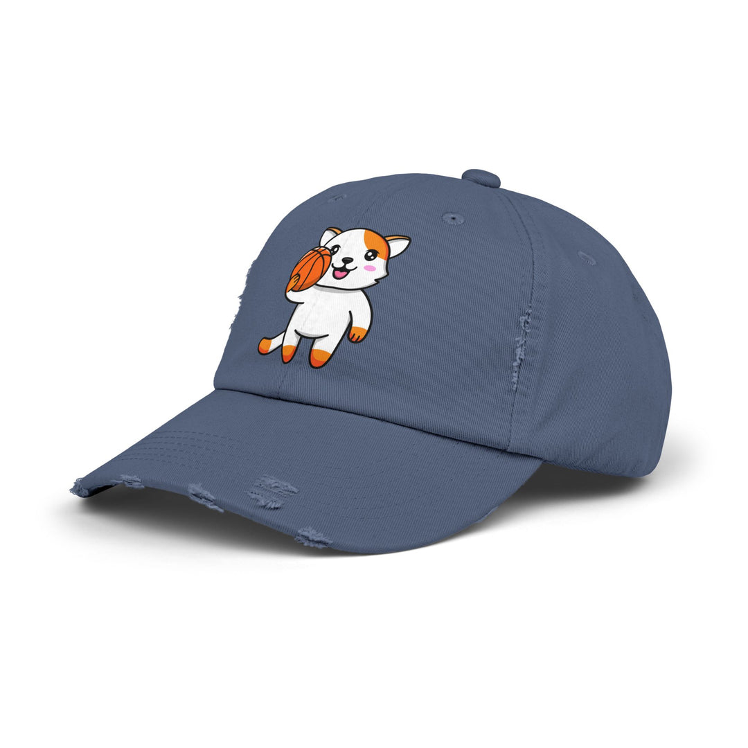 Basketball Cat Unisex Distressed Hat