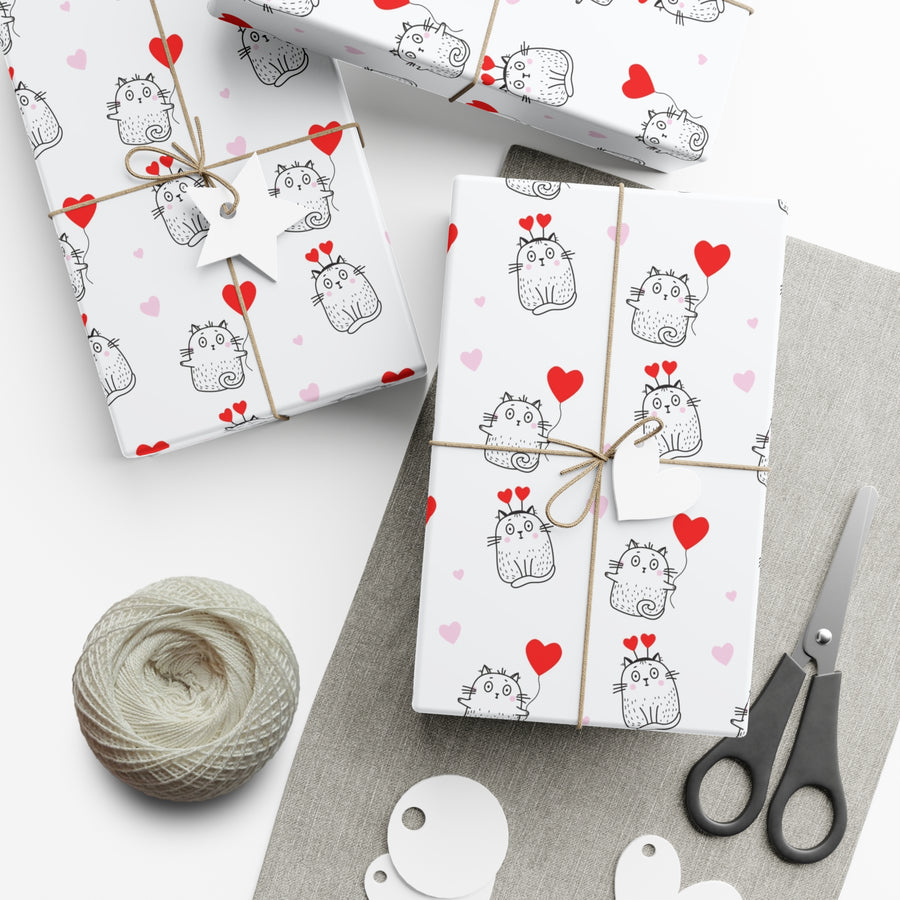 Love-Struck Kitty Gift Wrap- Happy Little Kitty