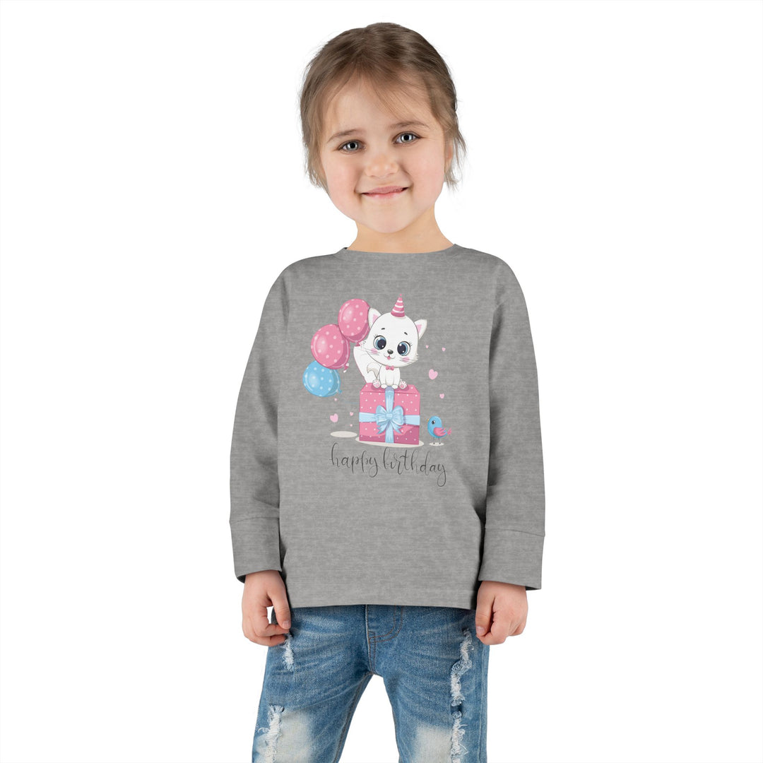 Happy Birthday Kitty Toddler Long Sleeve Tee