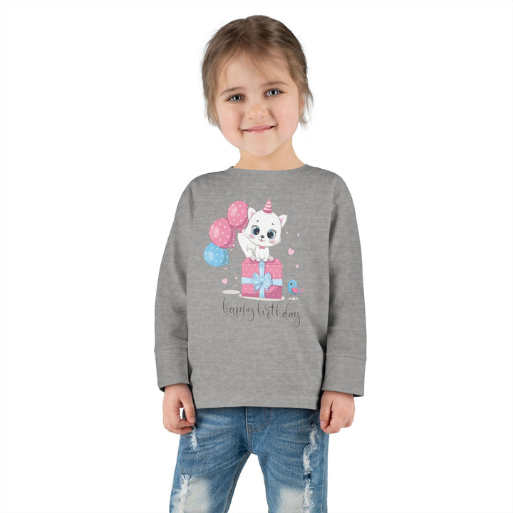 Happy Birthday Kitty Toddler Long Sleeve Tee