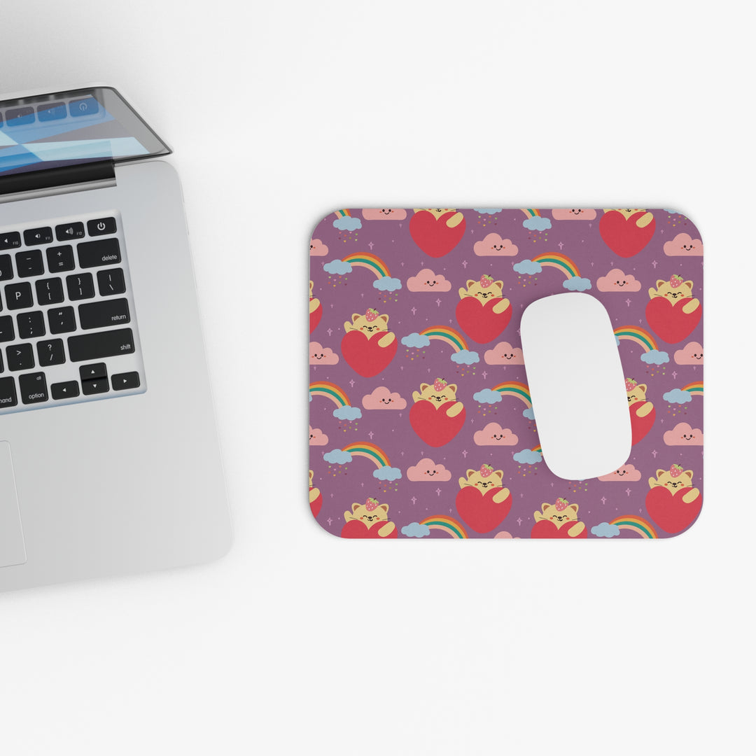 Rainbow Paw Prints Mouse Pad