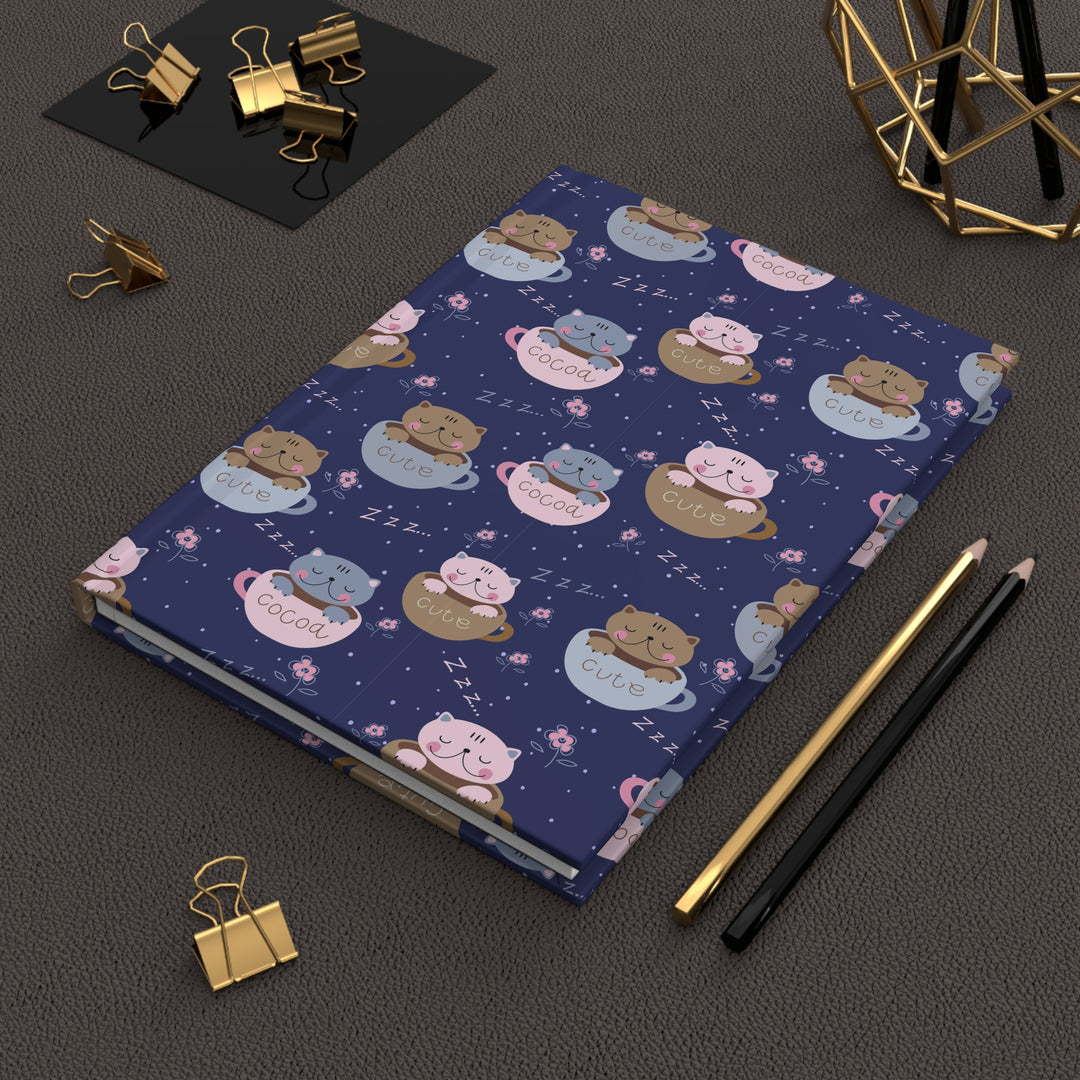 Coffee Lover Cat Hardcover Journal