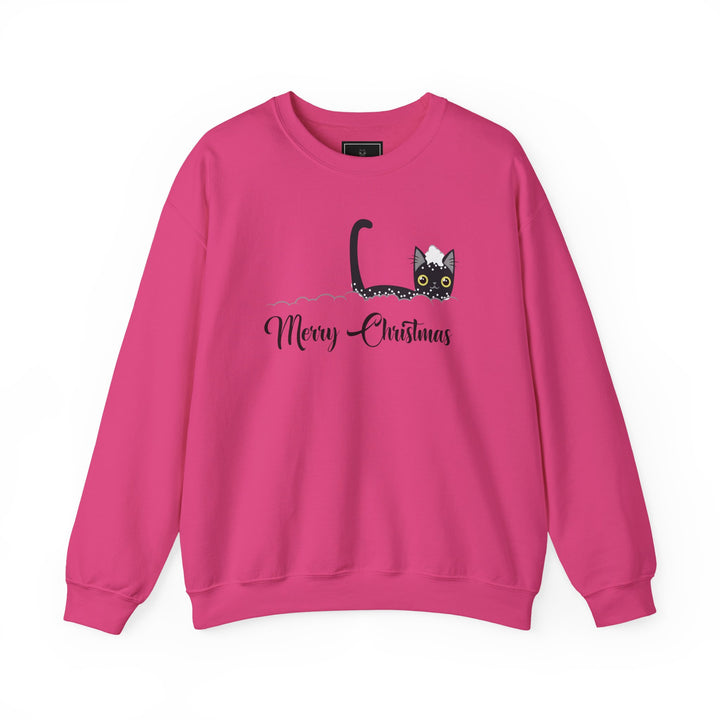 Snowy Christmas Cat Unisex Crewneck Sweatshirt