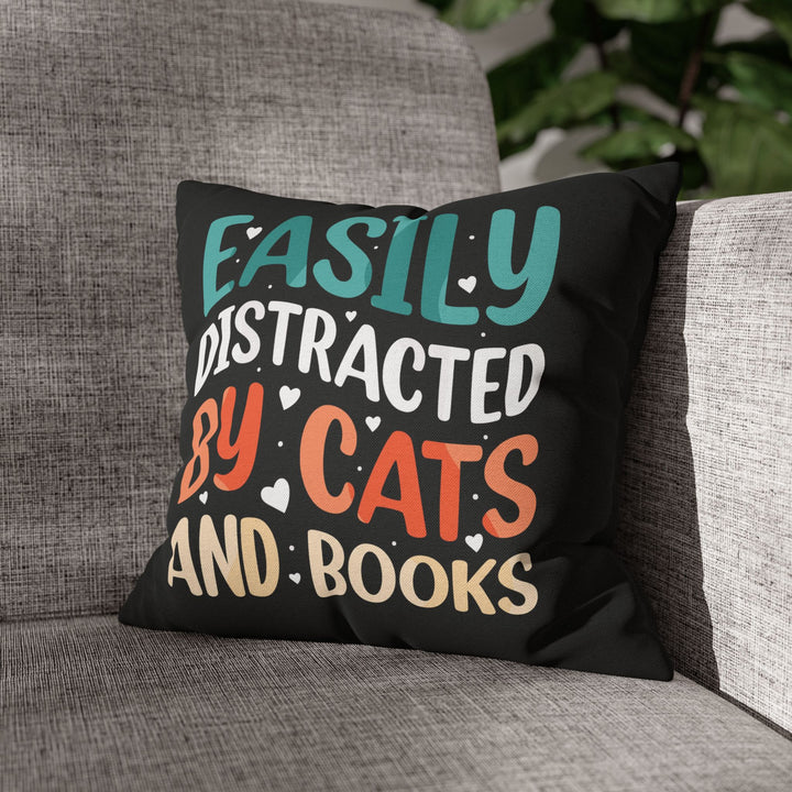 Cats and Books Square Pillow