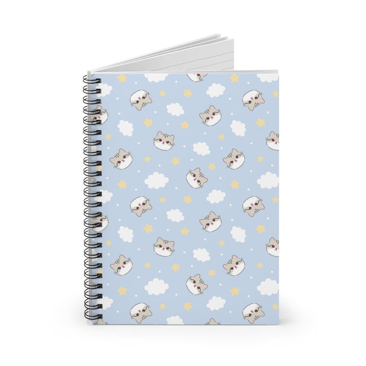 Gray Cat and Clouds Spiral Notebook