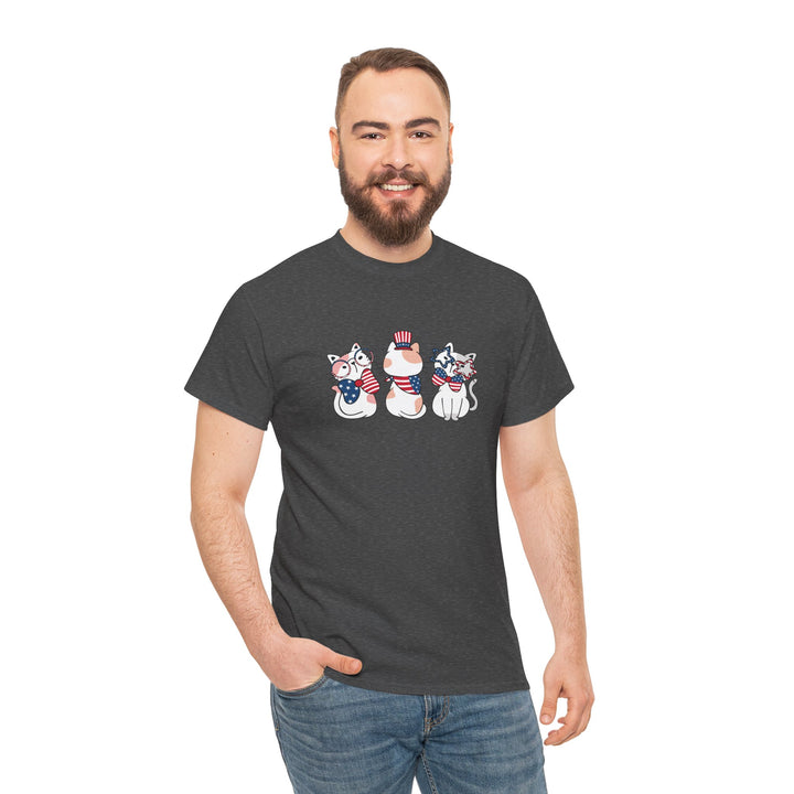 Flag Waving Cats Cotton Tee