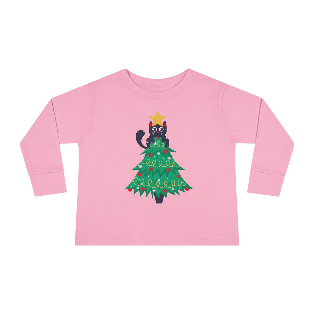 Cat Christmas Tree Toddler Long Sleeve Tee