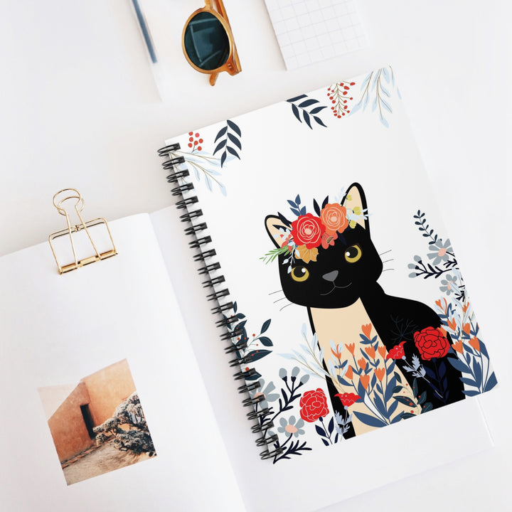 Flower Crown Cat Spiral Notebook
