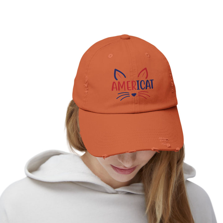 Americat Unisex Distressed Hat