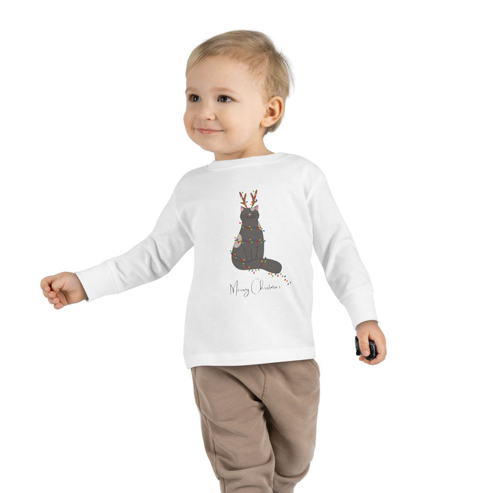 Bright Christmas Cat Toddler Long Sleeve Tee