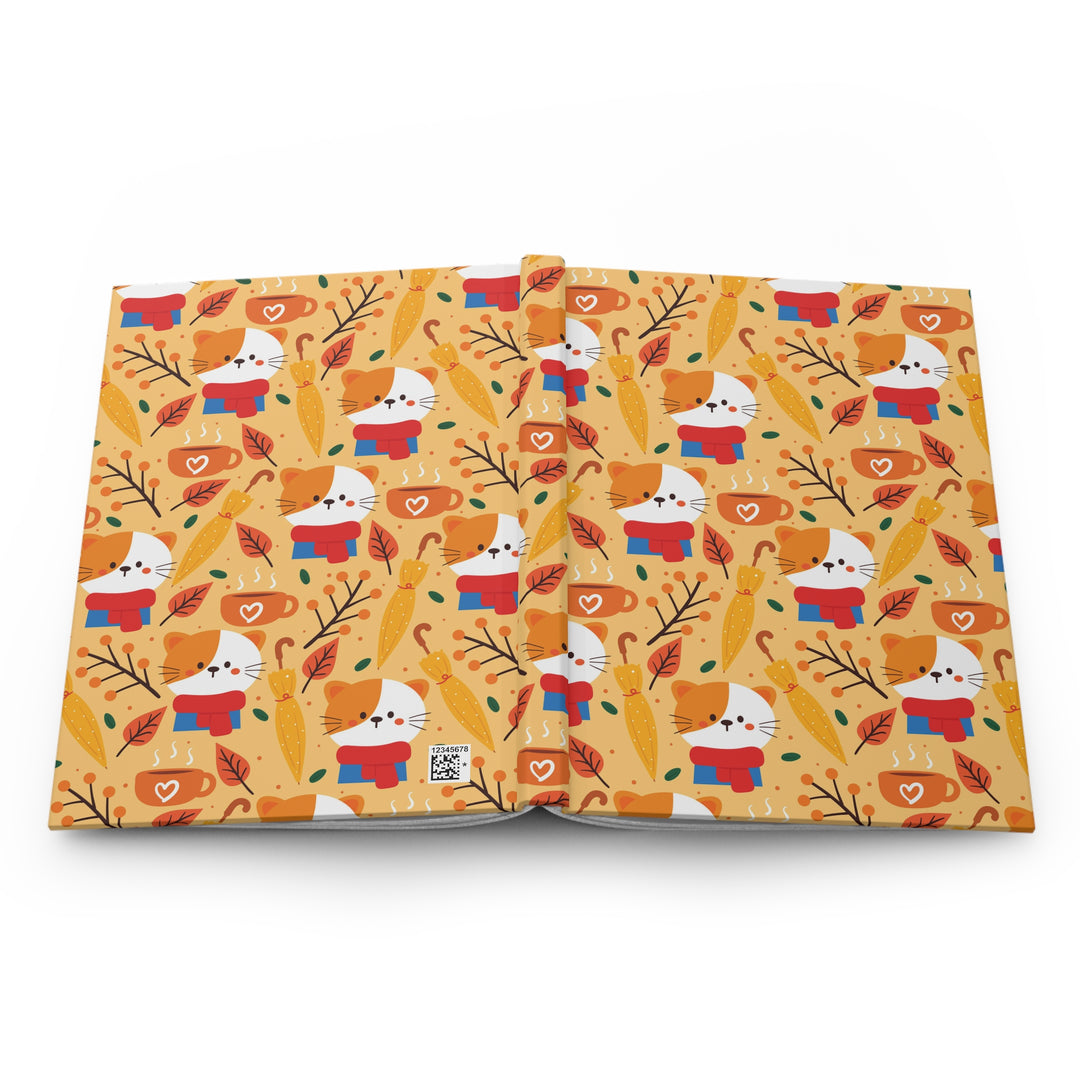 Cozy Fall Cat Hardcover Journal