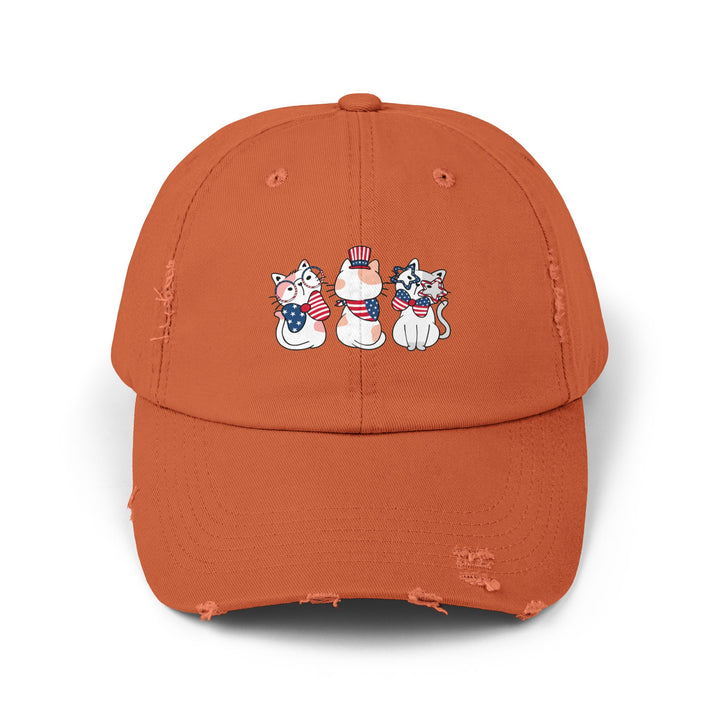 Flag Waving Cats Unisex Distressed Hat