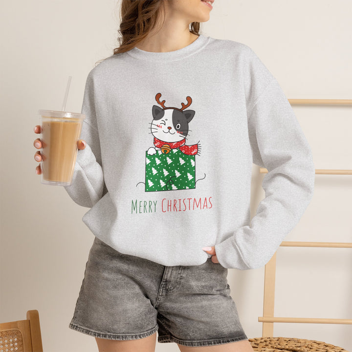 Gift Wrapped Cat Crewneck Sweatshirt