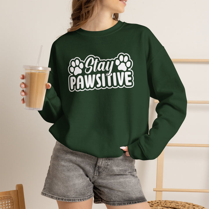 Stay Pawsitive Unisex Crewneck Sweatshirt