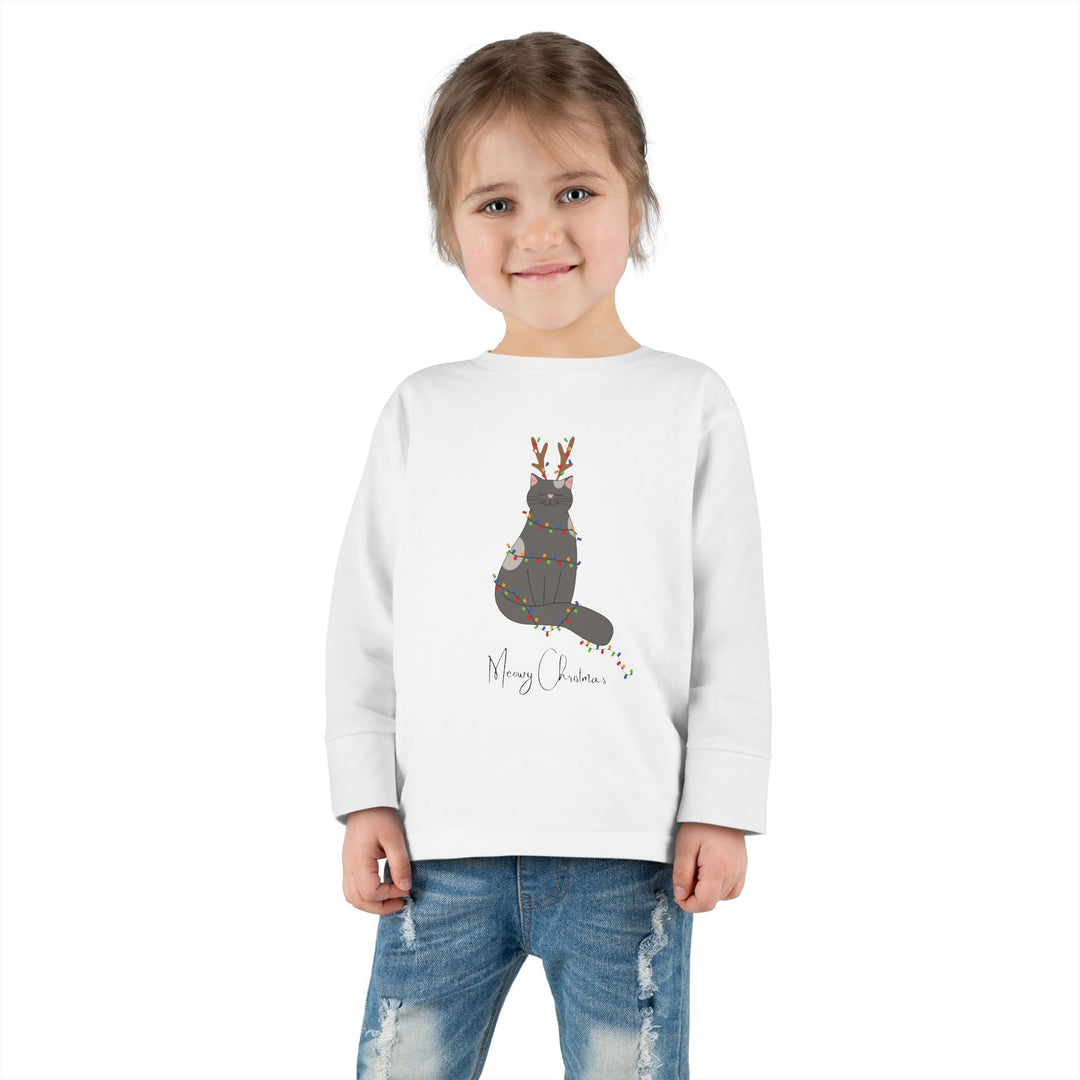 Bright Christmas Cat Toddler Long Sleeve Tee
