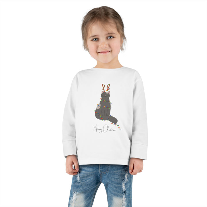 Bright Christmas Cat Toddler Long Sleeve Tee