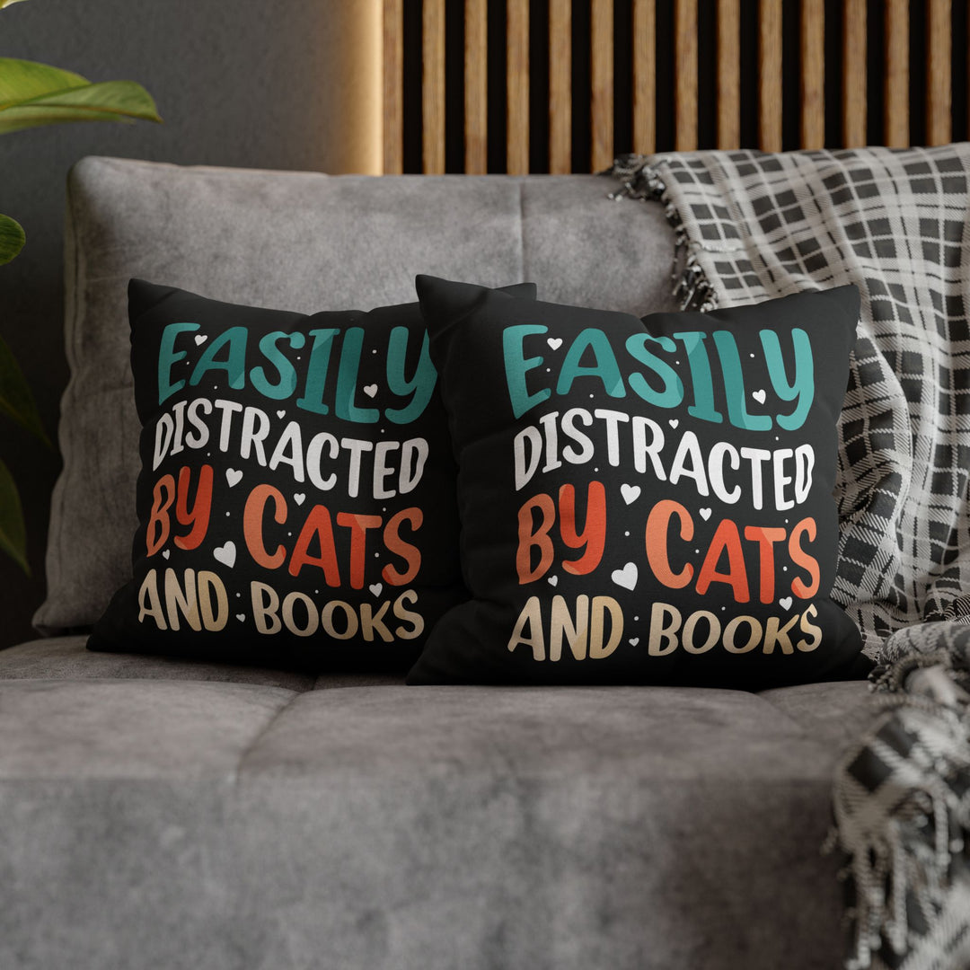 Cats and Books Square Pillow