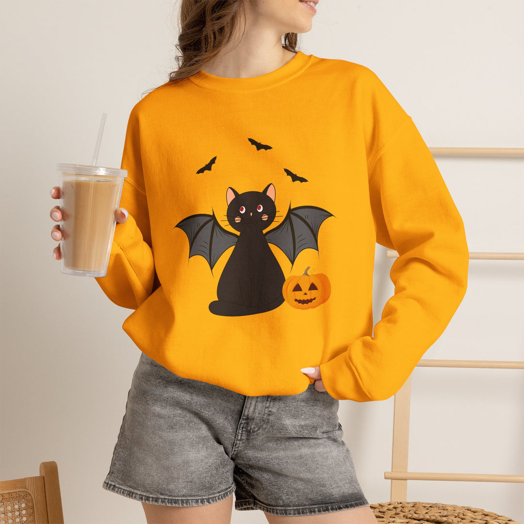 Bat Cat Halloween Crewneck Sweatshirt