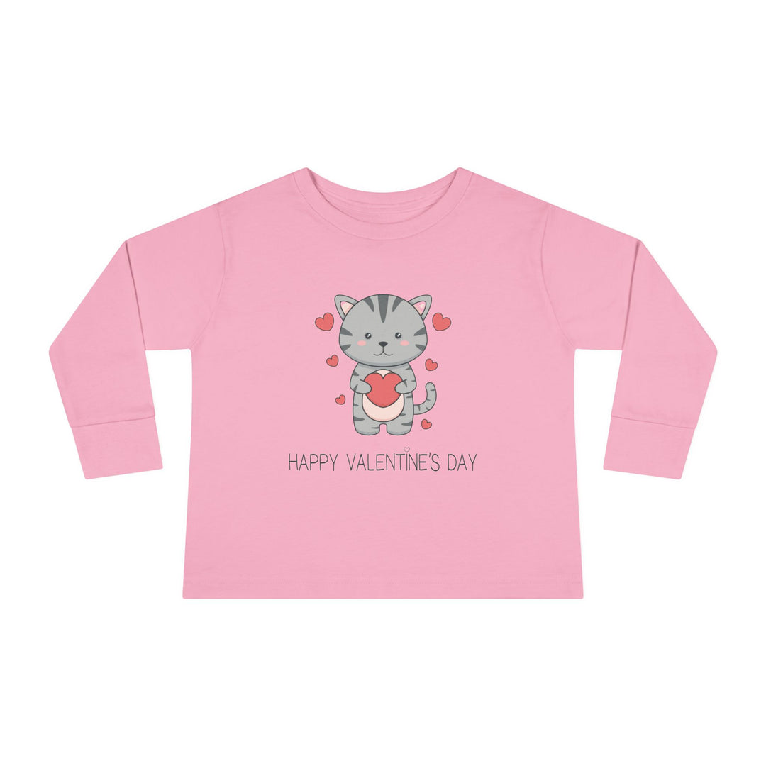 Valentine Cat Toddler Long Sleeve Tee