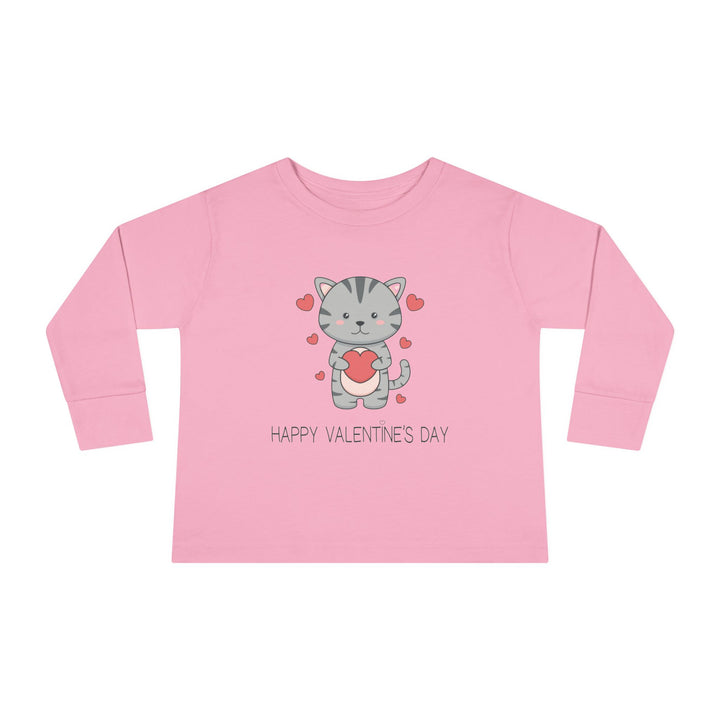 Valentine Cat Toddler Long Sleeve Tee