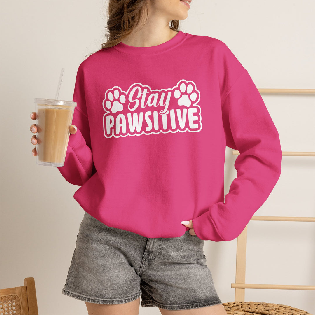 Stay Pawsitive Unisex Crewneck Sweatshirt