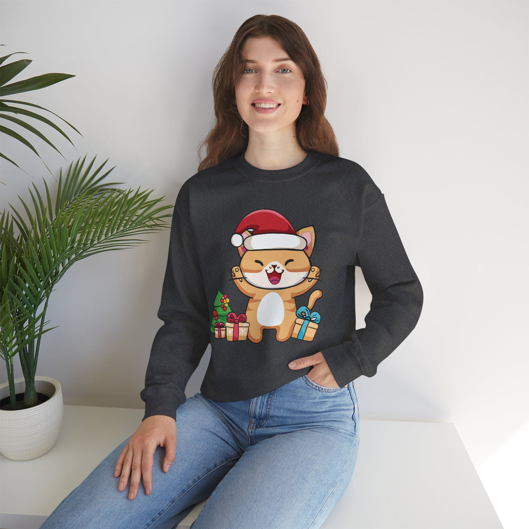 Happy Santa Cat Crewneck Sweatshirt