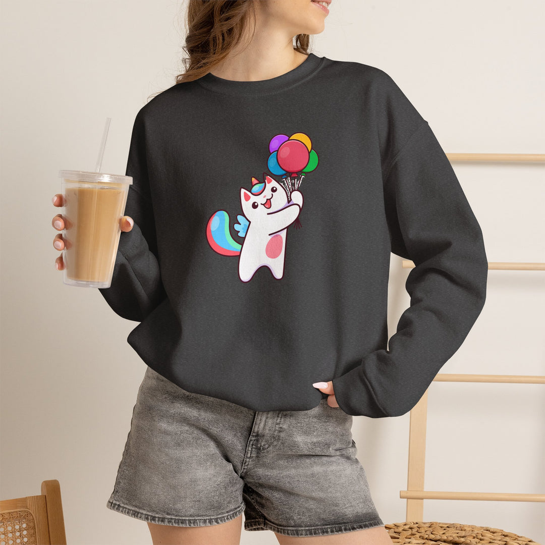 Caticorn and Balloons Unisex Crewneck Sweatshirt