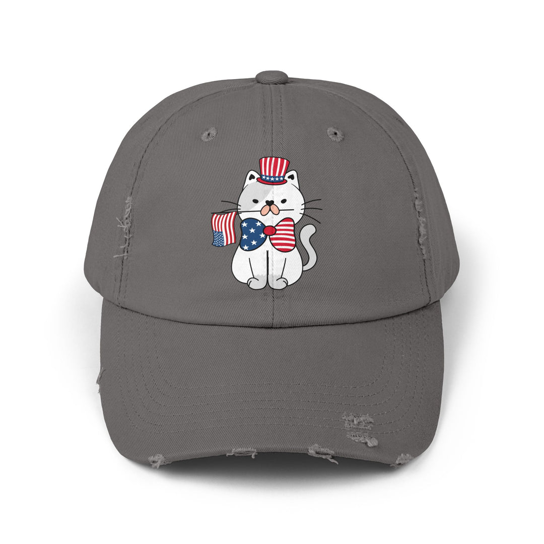 Patriotic Cat Unisex Distressed Hat