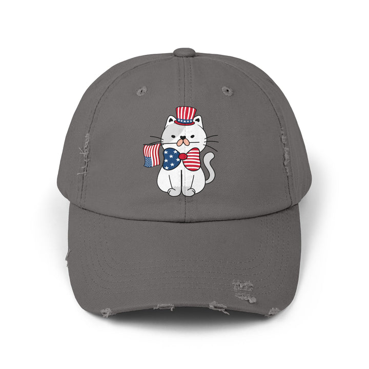 Patriotic Cat Unisex Distressed Hat