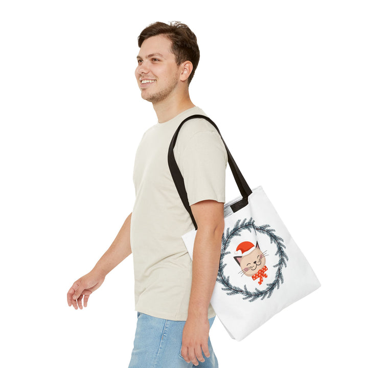 Vintage Christmas Cat Tote Bag
