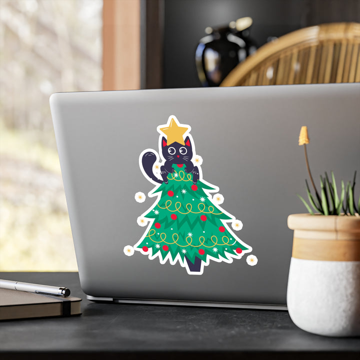 Cat Christmas Tree Sticker